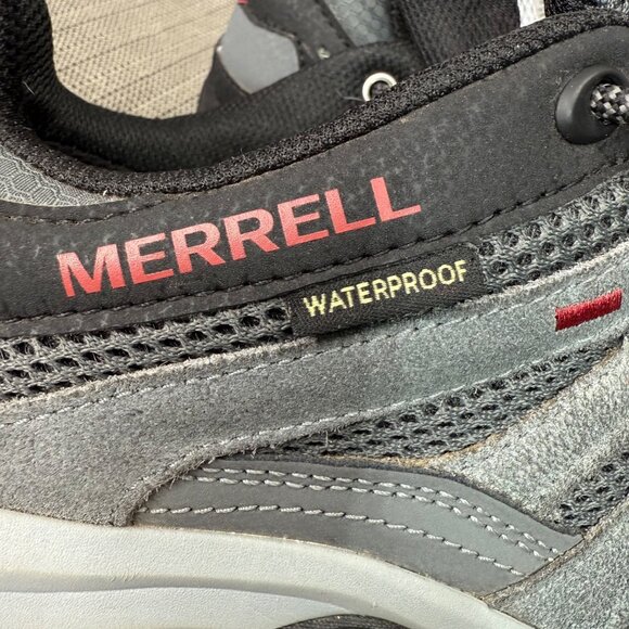 Merrell Alverstone 2 Mens Size 10.5 Gray/Red Waterproof Hiking Shoes - Picture 6 of 8